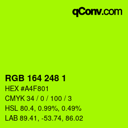 Color code: RGB 164 248 1 | qconv.com