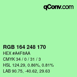 Color code: RGB 164 248 170 | qconv.com