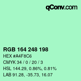 Color code: RGB 164 248 198 | qconv.com