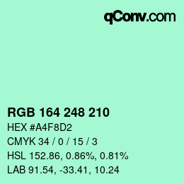 Color code: RGB 164 248 210 | qconv.com