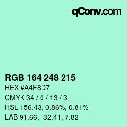 Color code: RGB 164 248 215 | qconv.com