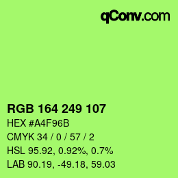 Farbcode: RGB 164 249 107 | qconv.com