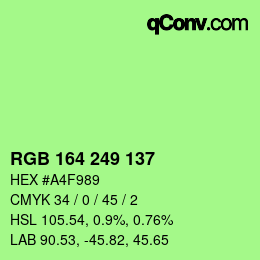 Color code: RGB 164 249 137 | qconv.com