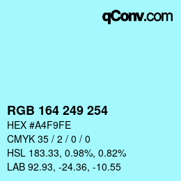 Color code: RGB 164 249 254 | qconv.com