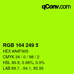 Color code: RGB 164 249 5 | qconv.com