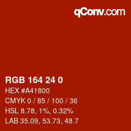 Farbcode: RGB 164 24 0 | qconv.com