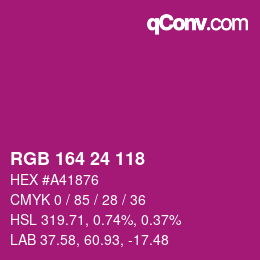 カラーコード: RGB 164 24 118 | qconv.com