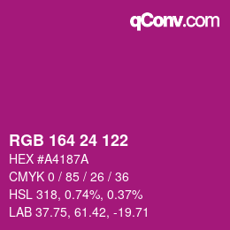 カラーコード: RGB 164 24 122 | qconv.com