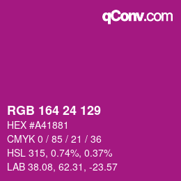 Color code: RGB 164 24 129 | qconv.com