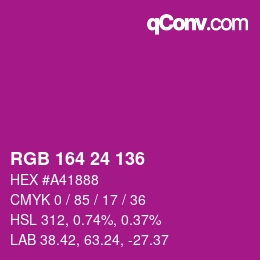 カラーコード: RGB 164 24 136 | qconv.com