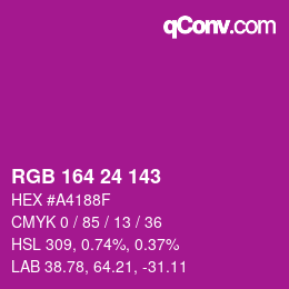 Color code: RGB 164 24 143 | qconv.com