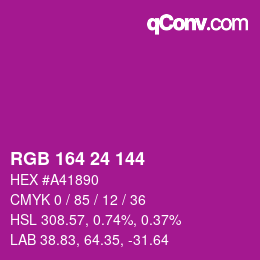 Farbcode: RGB 164 24 144 | qconv.com