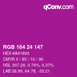 Color code: RGB 164 24 147 | qconv.com