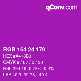 Color code: RGB 164 24 179 | qconv.com