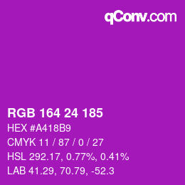 颜色代码: RGB 164 24 185 | qconv.com
