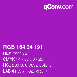颜色代码: RGB 164 24 191 | qconv.com