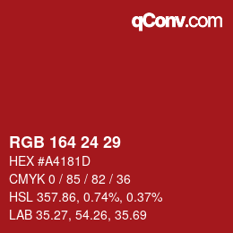 Color code: RGB 164 24 29 | qconv.com