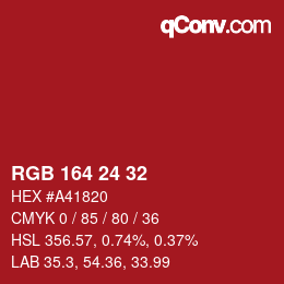 Color code: RGB 164 24 32 | qconv.com