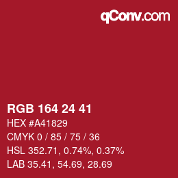 Color code: RGB 164 24 41 | qconv.com