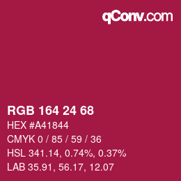 カラーコード: RGB 164 24 68 | qconv.com