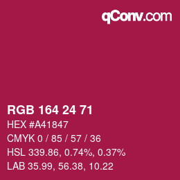 カラーコード: RGB 164 24 71 | qconv.com