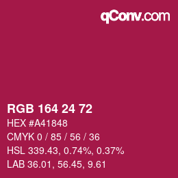 Farbcode: RGB 164 24 72 | qconv.com