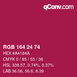 カラーコード: RGB 164 24 74 | qconv.com