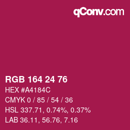 カラーコード: RGB 164 24 76 | qconv.com