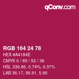 Color code: RGB 164 24 78 | qconv.com