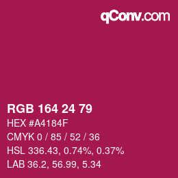カラーコード: RGB 164 24 79 | qconv.com