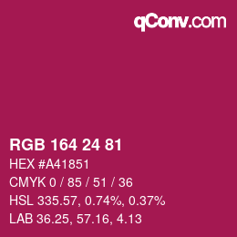カラーコード: RGB 164 24 81 | qconv.com