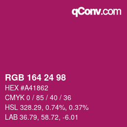 カラーコード: RGB 164 24 98 | qconv.com