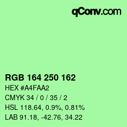 カラーコード: RGB 164 250 162 | qconv.com
