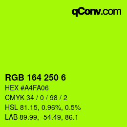 Color code: RGB 164 250 6 | qconv.com