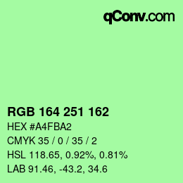Color code: RGB 164 251 162 | qconv.com