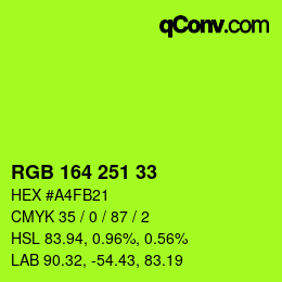 Color code: RGB 164 251 33 | qconv.com