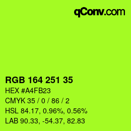 颜色代码: RGB 164 251 35 | qconv.com