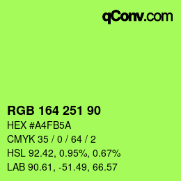 Color code: RGB 164 251 90 | qconv.com