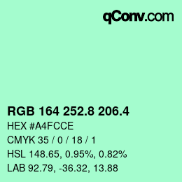 カラーコード: RGB 164 252.8 206.4 | qconv.com