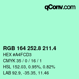 カラーコード: RGB 164 252.8 211.4 | qconv.com