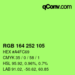 Color code: RGB 164 252 105 | qconv.com