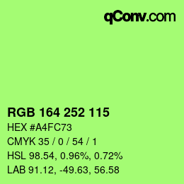 颜色代码: RGB 164 252 115 | qconv.com