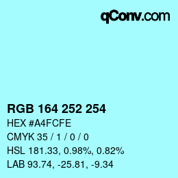 Color code: RGB 164 252 254 | qconv.com