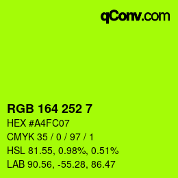 Color code: RGB 164 252 7 | qconv.com