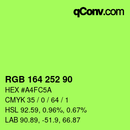 カラーコード: RGB 164 252 90 | qconv.com