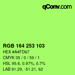 Color code: RGB 164 253 103 | qconv.com