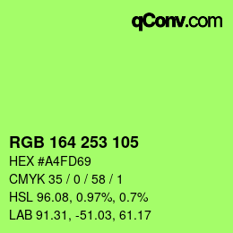 Color code: RGB 164 253 105 | qconv.com