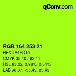 Color code: RGB 164 253 21 | qconv.com