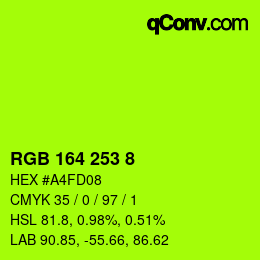 颜色代码: RGB 164 253 8 | qconv.com