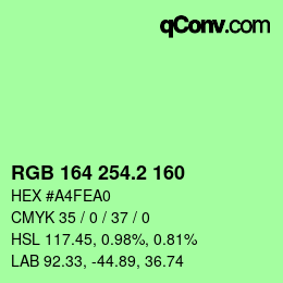 カラーコード: RGB 164 254.2 160 | qconv.com